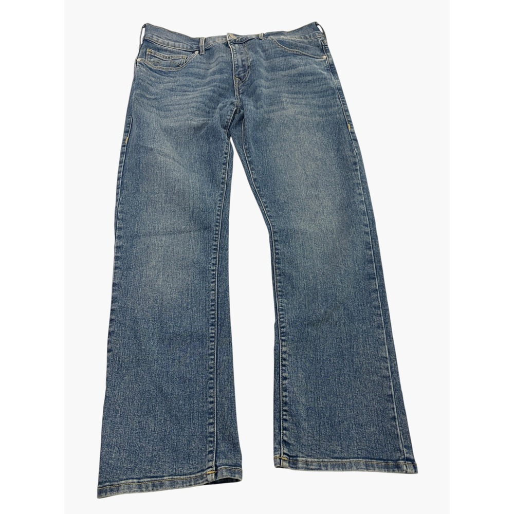 True Religion Ricky Relaxed Straight Mens Jeans Size 36 Blue Denim Pants Wash